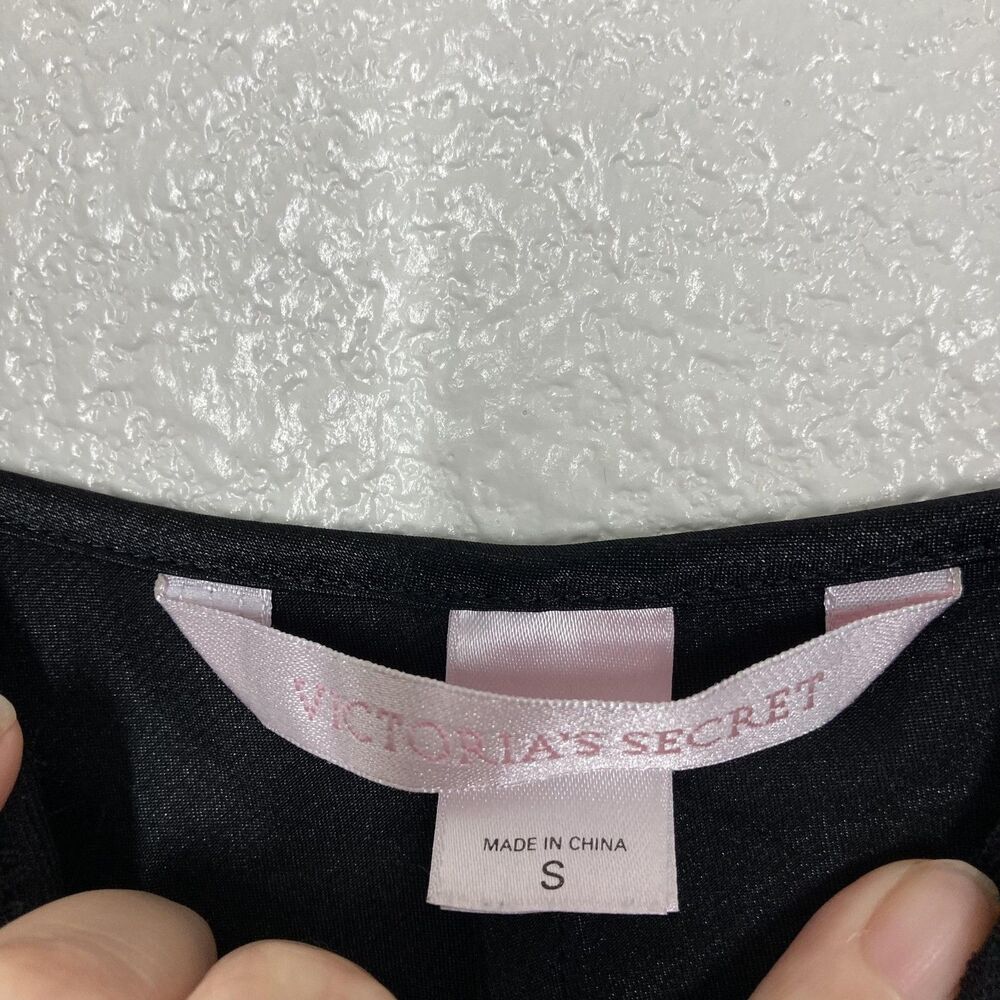 Victoria's Secret Chemise Nightgown Y2K Small Black Satin Lace Sleep Slip - Picture 8 of 14